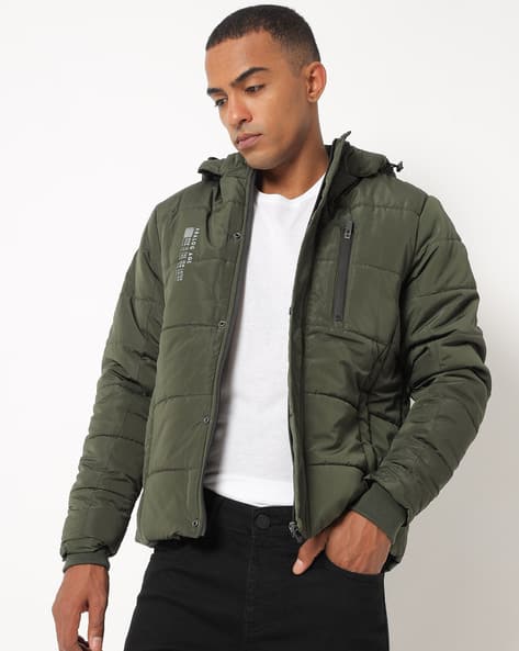 olive quilted jacket mens