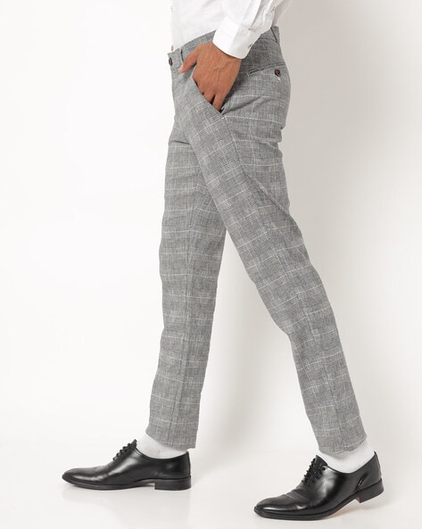 Cotton Check Grey Mens Formal Pant