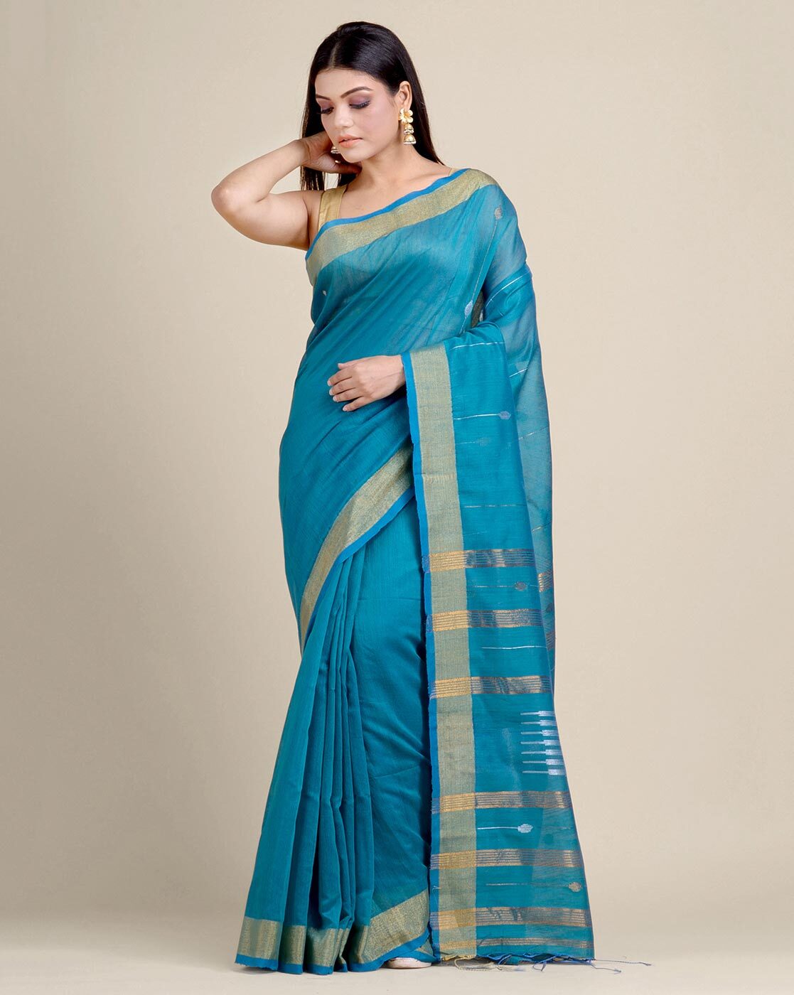 Buy Handloom Cotton Saree In Royal Blue Color Online - SARV06918 | Andaaz  Fashion