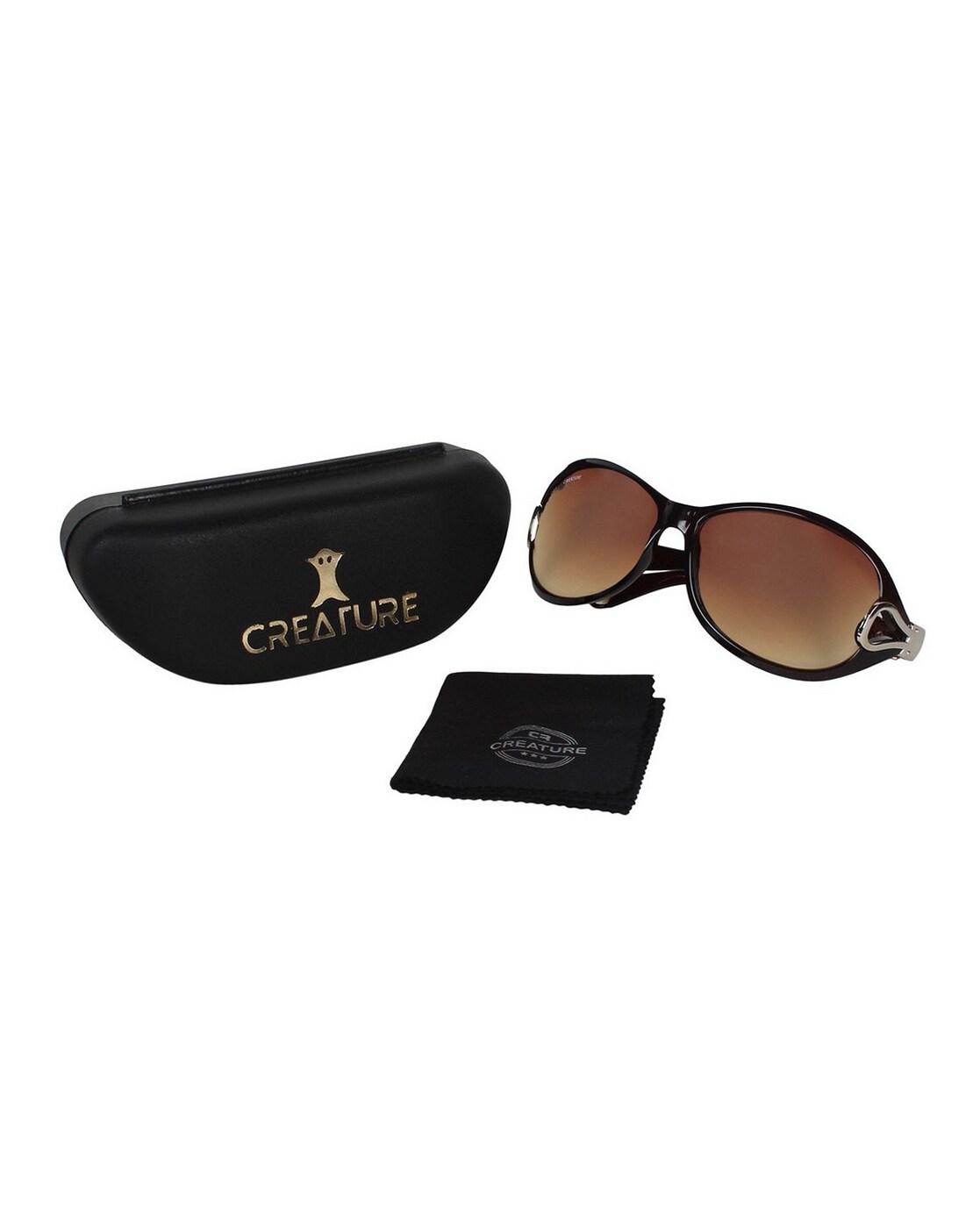 Metal Golden Creature Black Aviator Uv Protected Unisex Sunglasses SUN-005,  Size: Regular
