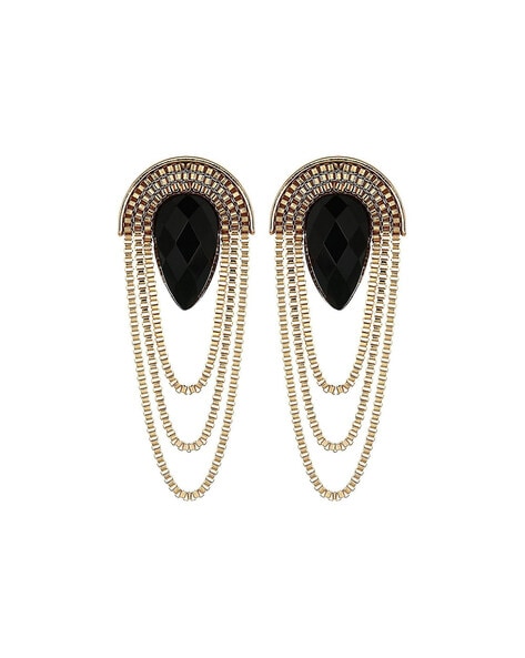 Silver Earrings with Black Colour  Leaf Silver Earring  Earrings  Jewellery  FOLKWAYS
