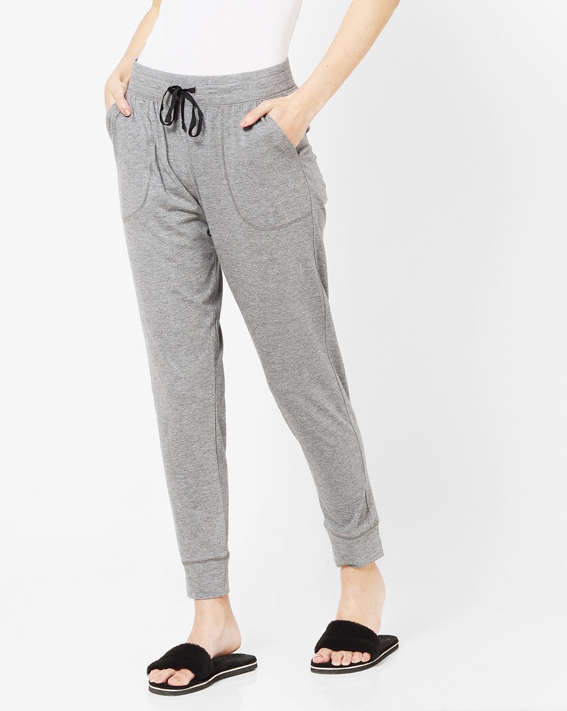 Grey Track Pants for Women by Enamor 