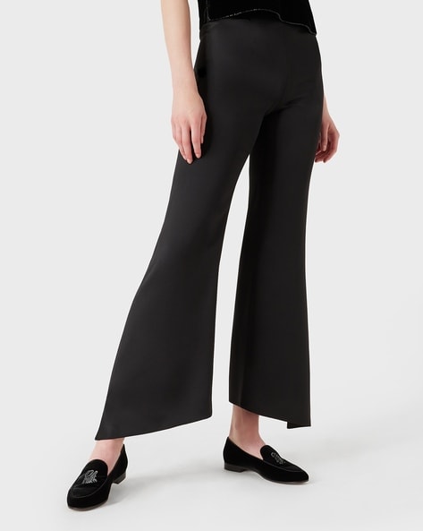 Buy GIORGIO ARMANI Flared Relaxed Fit Pants | Grey Color Women | AJIO LUXE