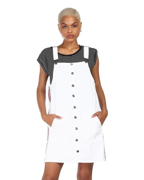 Cotton Dungaree Dress with Insert Pockets