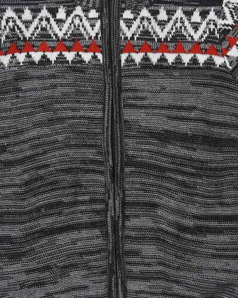 Embroidered Zip-Front Sweater view 3