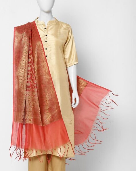 Jaal Jacquard Dupatta with Fringes Price in India