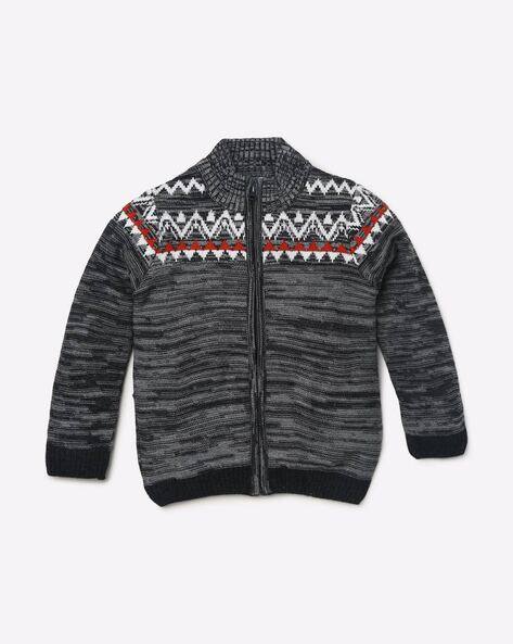 Embroidered Zip-Front Sweater
