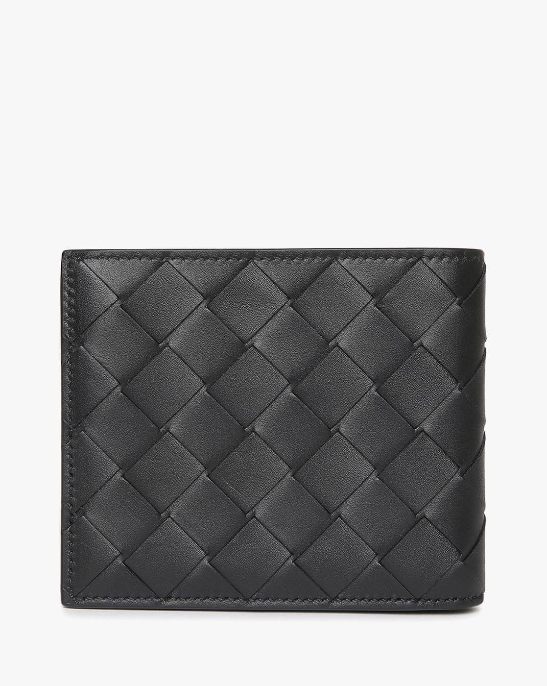 Bottega Veneta Intrecciato Shiny Leather Bi-Fold Wallet, Black