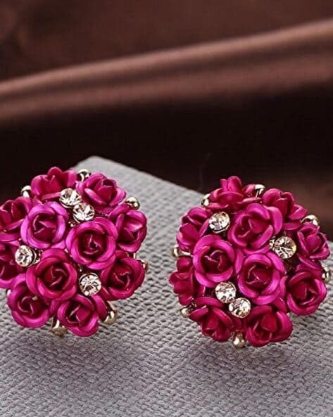 1 Pair High-end Elegant Luxurious Flower Artificial Gemstone Stud Earrings  For Teen Girls And Ladies | SHEIN