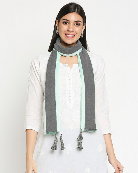 Colourblock Scarf with Tassels Price in India