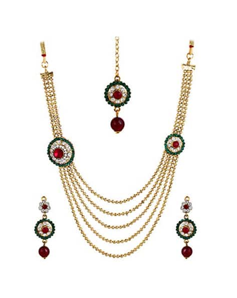 Youbella Gold-Plated Crystal-Studded Multi-Piece Set
