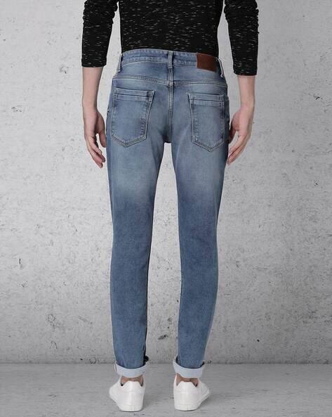 Mid-Wash Mid-Rise 5-Pocket Slim Jeans view 3