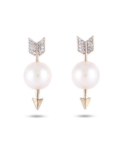 Gold-Plated Stone-Studded Stud Earrings