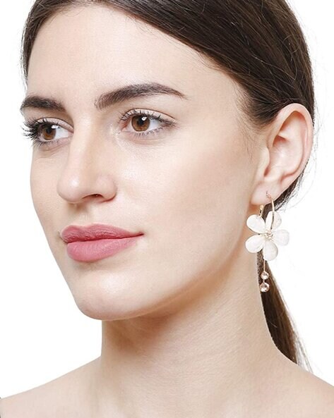 White Hand Painted Large Petal Drop Earrings By Brand X |  notonthehighstreet.com