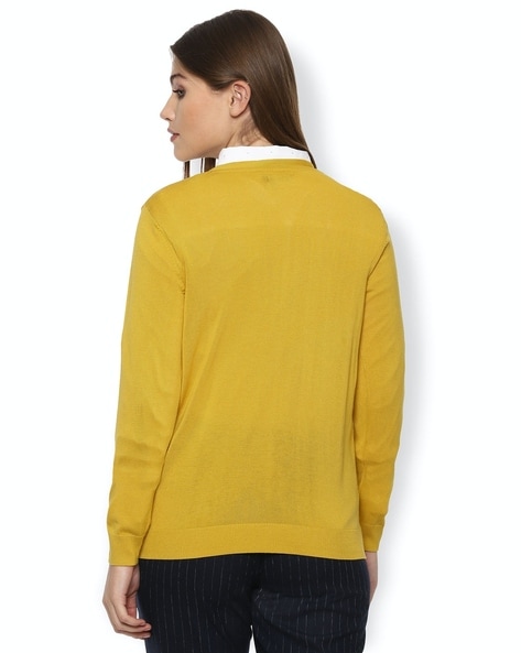 yellow v neck cardigan