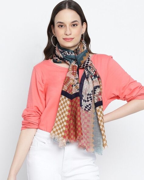 Geometric Print Wool Stole Price in India