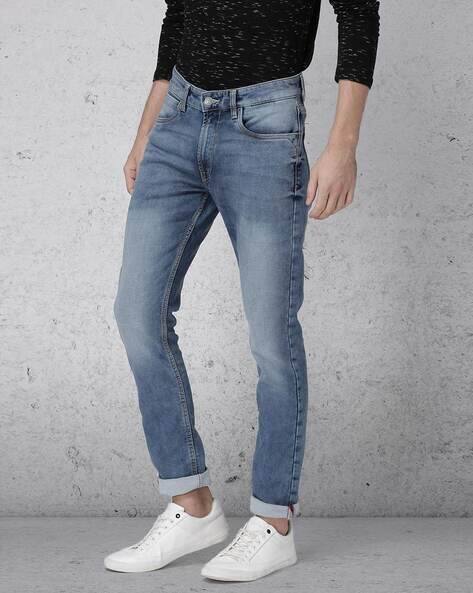 Mid-Wash Mid-Rise 5-Pocket Slim Jeans view 2