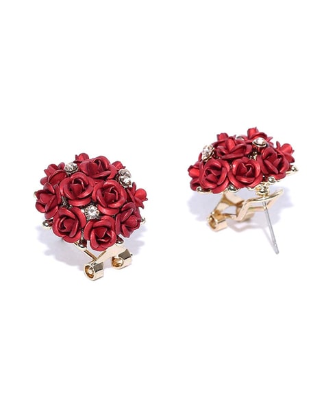 Shop Rubans Rose GoldPlated Multicolor AD Stud Earrings Online at Rubans