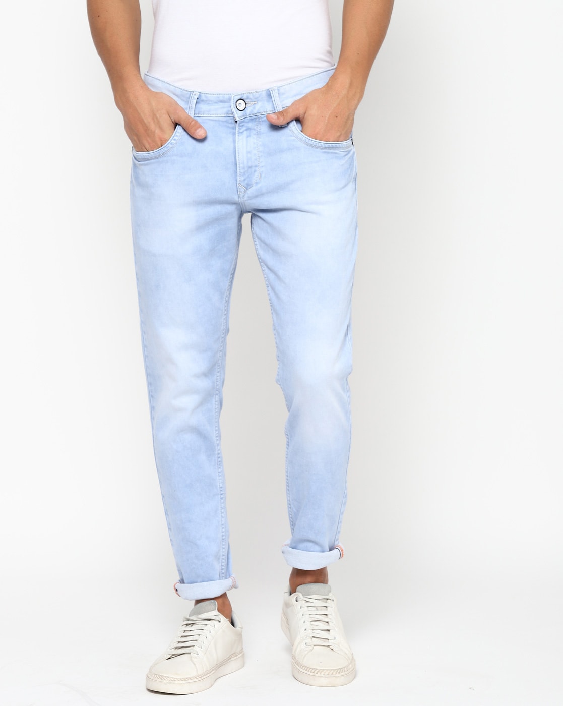 Rund ned sløjfe Uundgåelig Buy Sky Blue Jeans for Men by TWILLS Online | Ajio.com