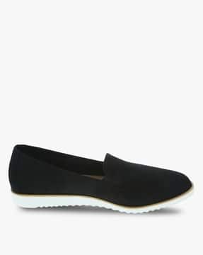black flat slip ons
