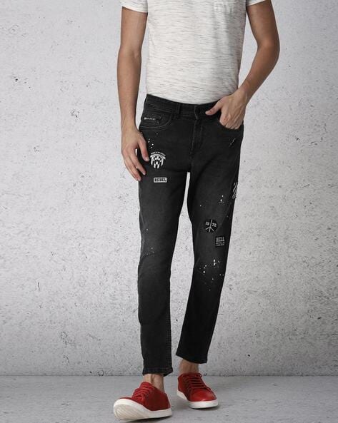 mens light wash tapered jeans