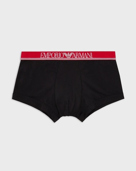 Buy EMPORIO ARMANI Logo Print Trunks, Black Color Men