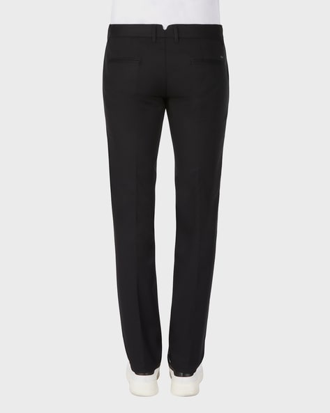 Buy EMPORIO ARMANI Slim Fit FlatFront Trousers  Black Color Men  AJIO  LUXE