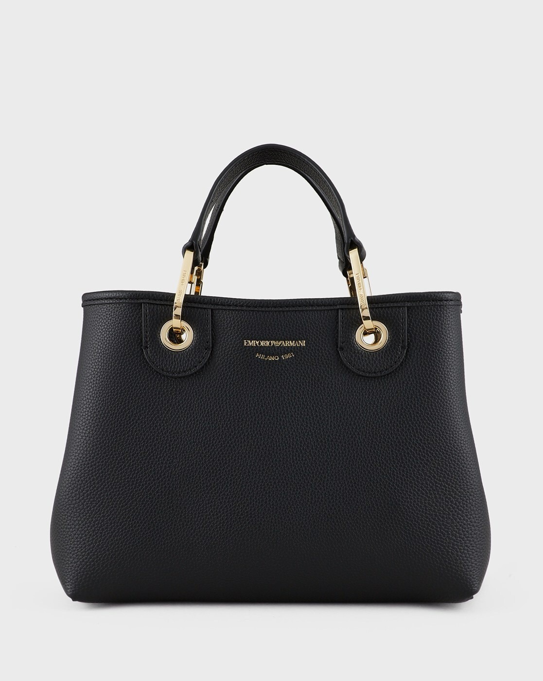 Emporio Armani Black Signature Print Tote Bag at FORZIERI