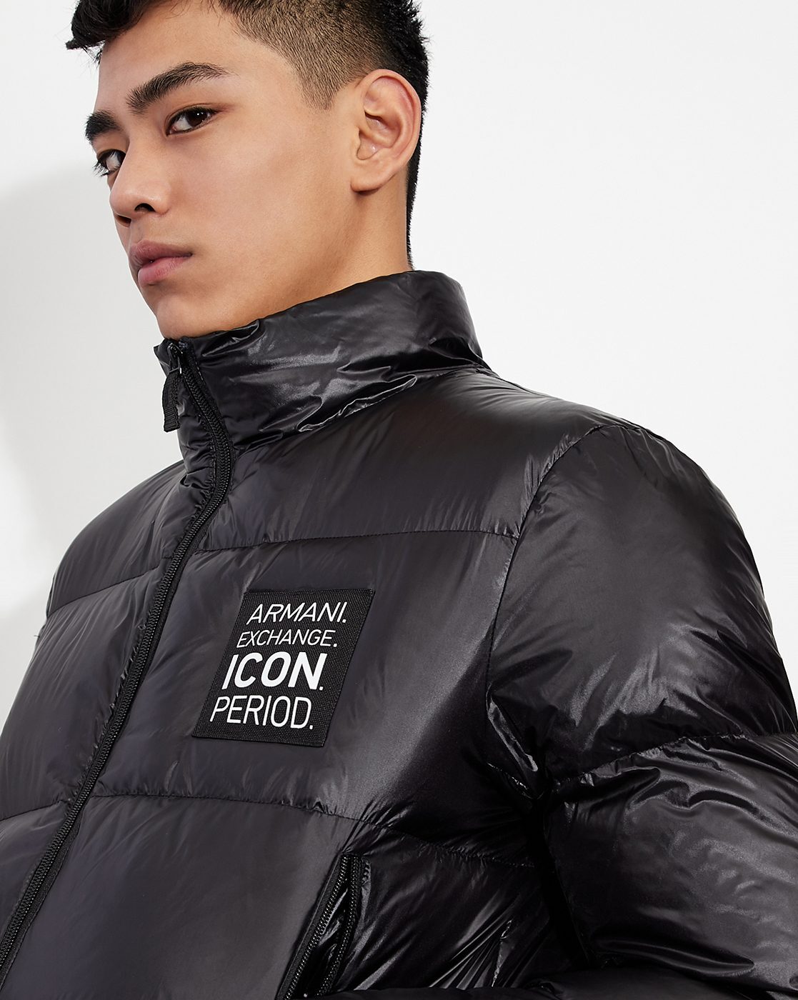 Armani exchange long down puffer on sale jacket in black