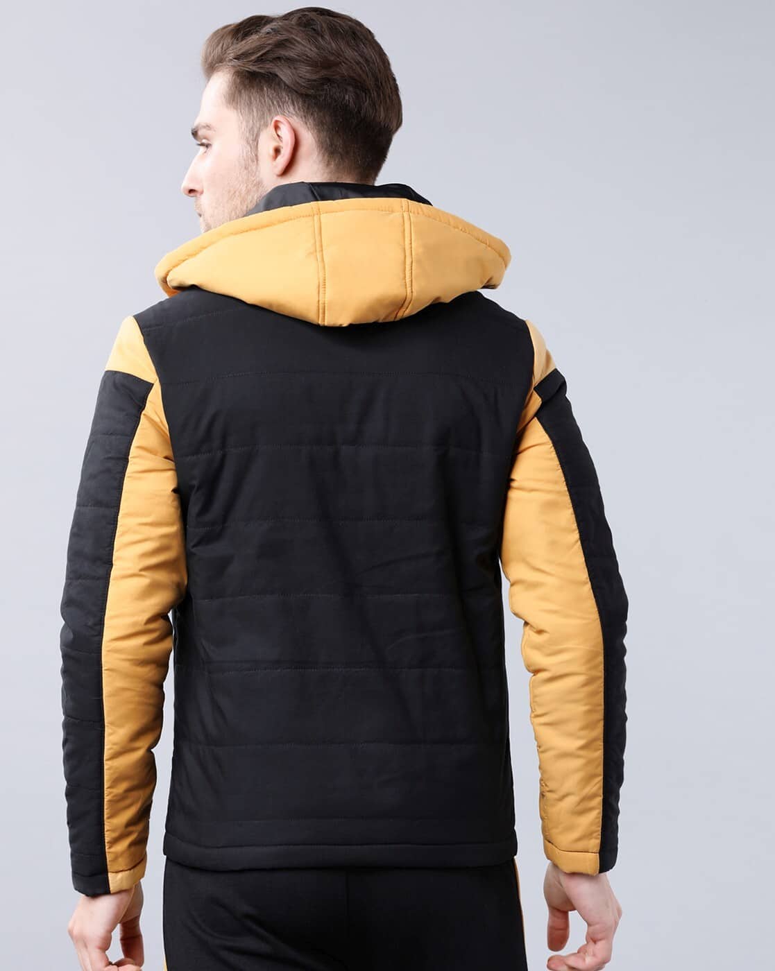 yellow white black jacket