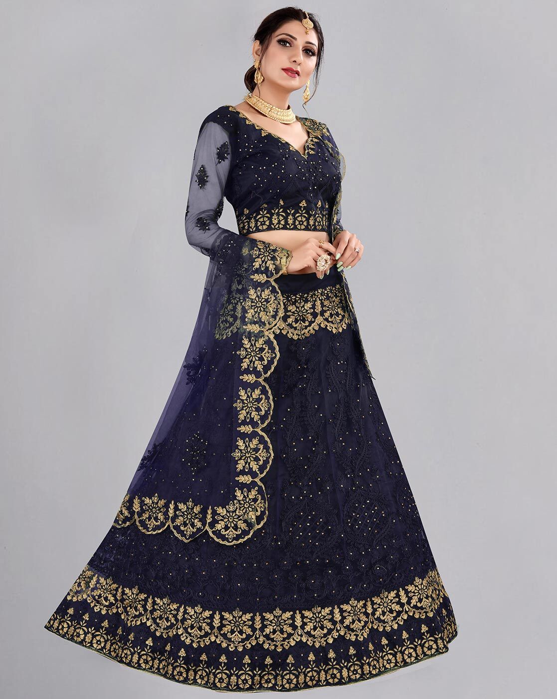 Embroidered Semi Stitched Lehenga Choli (Black) – Size : Free | | India  Direct - Shop Indian Products Worldwide from India