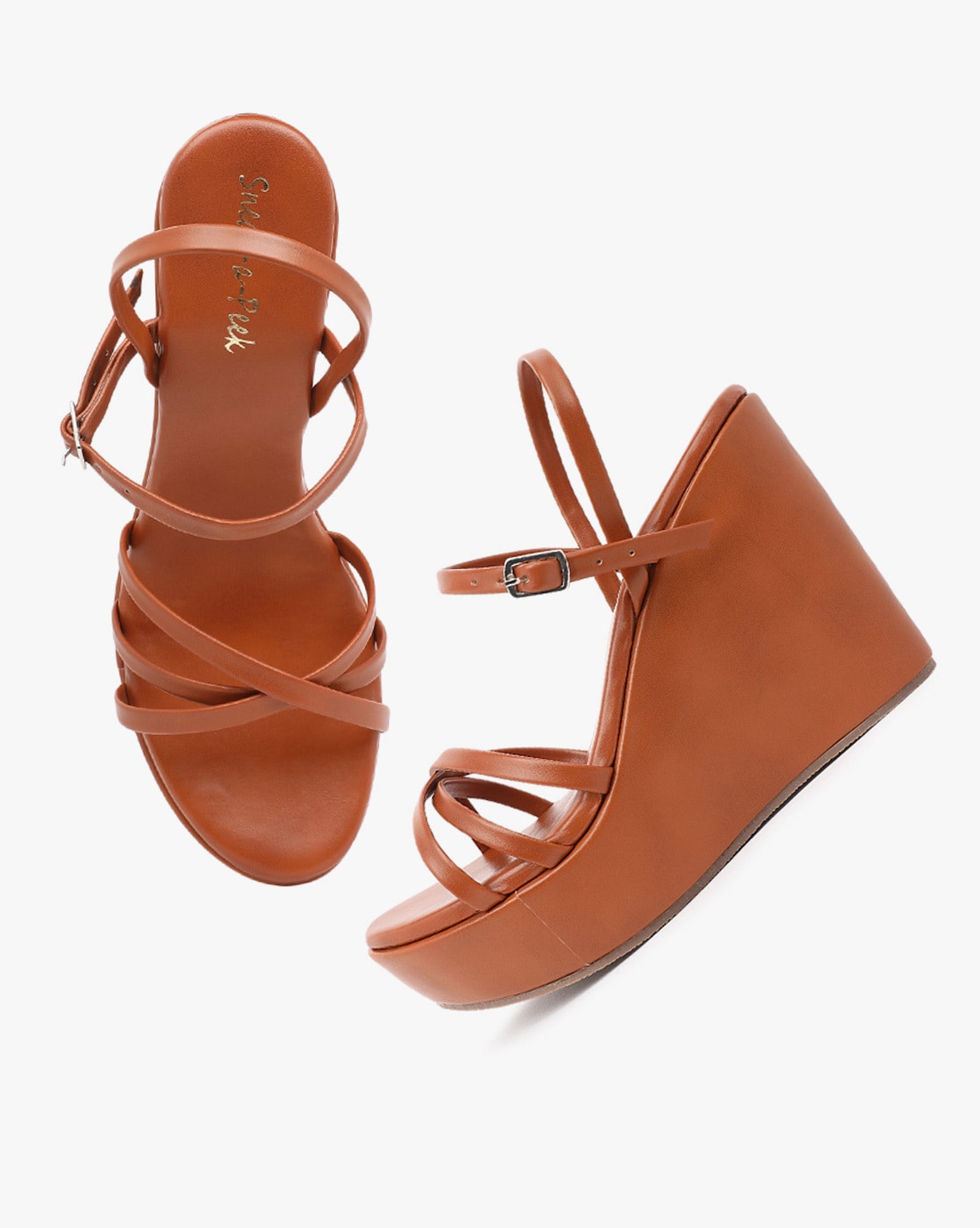 Vegan Brown Strappy Wedge – Sko Store