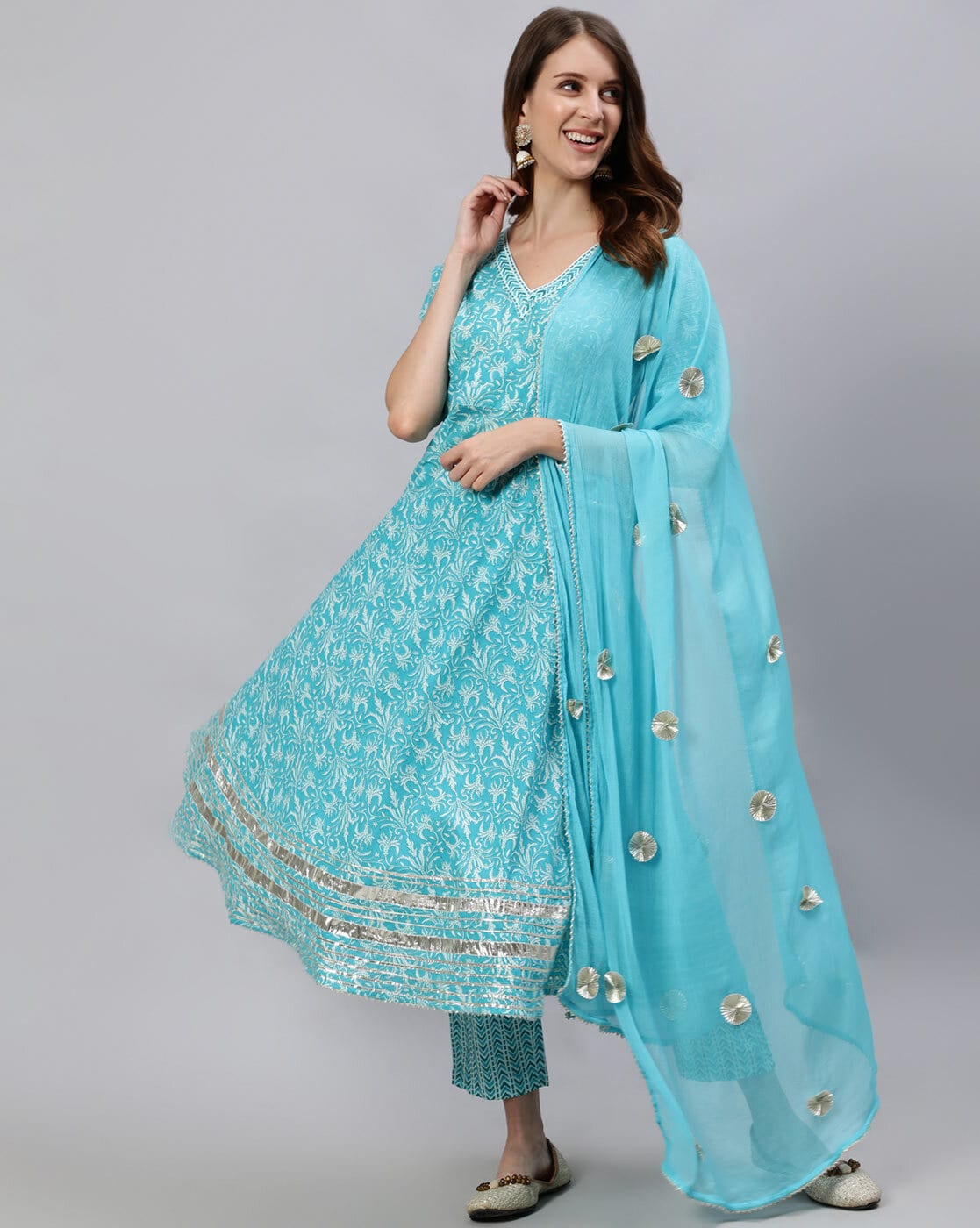 Buy Pastel Blue Kurta Suit Sets for Women by Fashor Online | Ajio.com