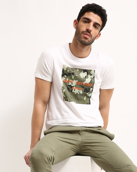 Camo Print Slim Fit Crew-Neck T-shirt