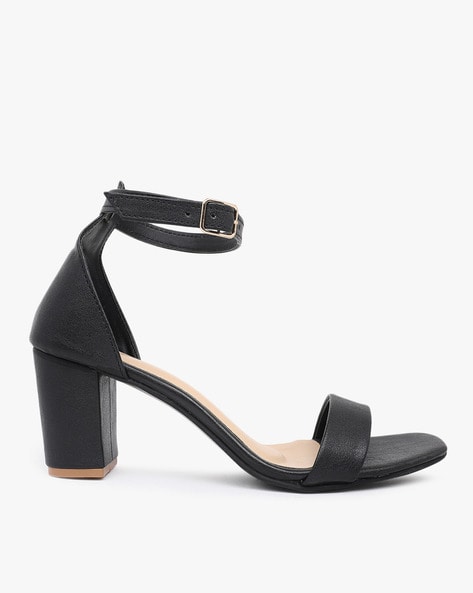 Black Ankle Strap Sandals - Faux Suede Heels - Block Heel Sandals - Lulus