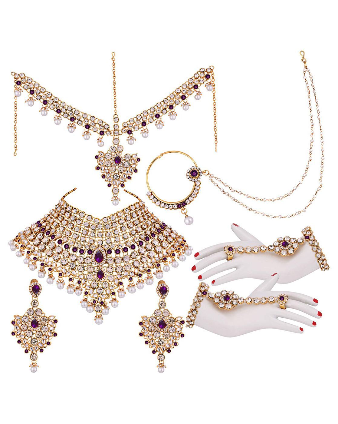 4 piece Silver Purple Jewellery Set | Purple jewelry set, Purple jewelry,  Purple wedding jewelry