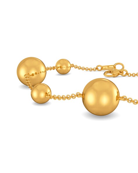 Spherical 8mm Ball Bead Heart Charm Bracelet in Gold — The Jewel Shop