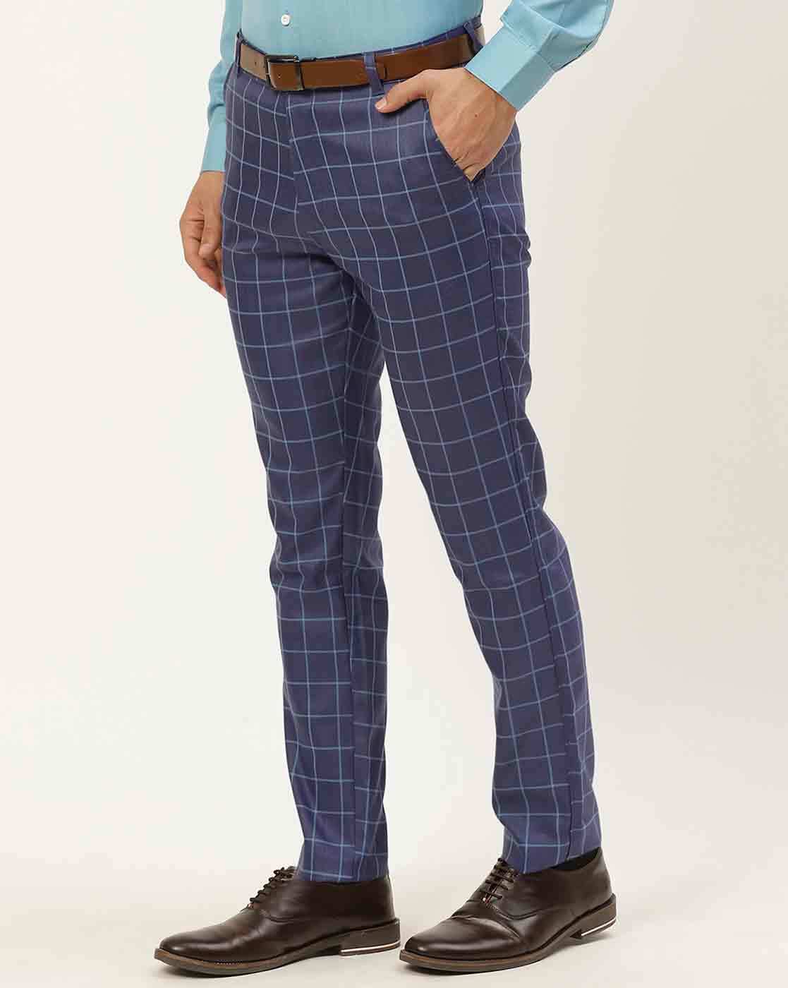 Gray Men Plaid Suit Pants Fashion Business Casual Trousers Large Size 29-35  Pants Men Blue Brown Gray Pant - AliExpress