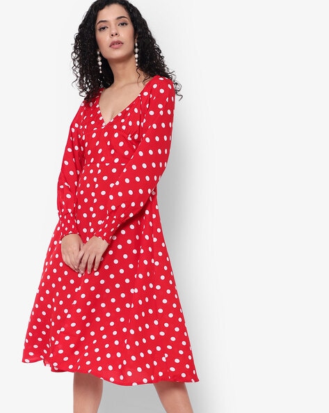 Plus Size Black White Polka Dot Wrap Dress Online in India | Amydus