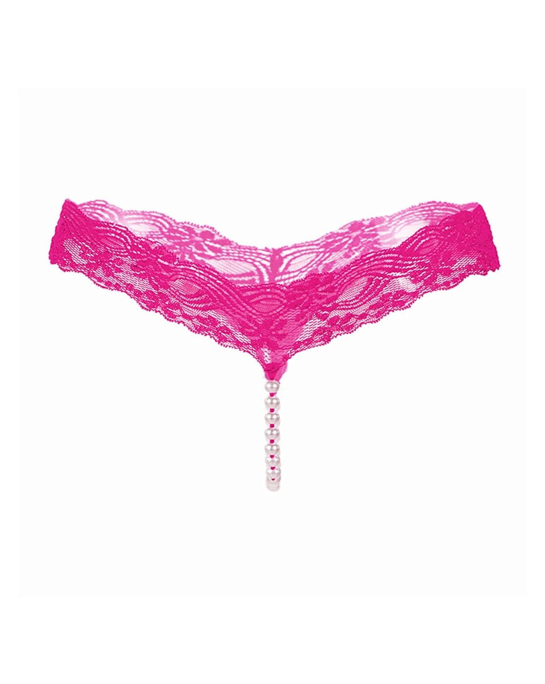 Plt Hot Pink Floral Lace Thong, Lingerie