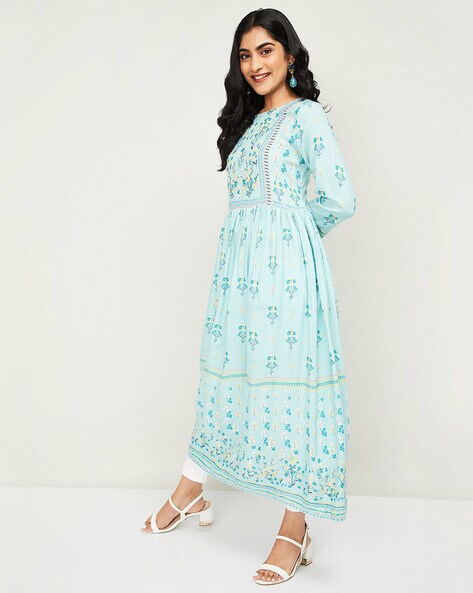 Melange floral 2024 print anarkali kurta