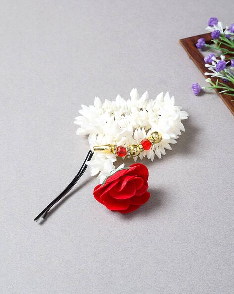 White Jasmine Flower Hair Accessories Fancy Women Floral Styled White Gajra  for Woman and Girls in Fashion for Wedding Marriage Function and Parties