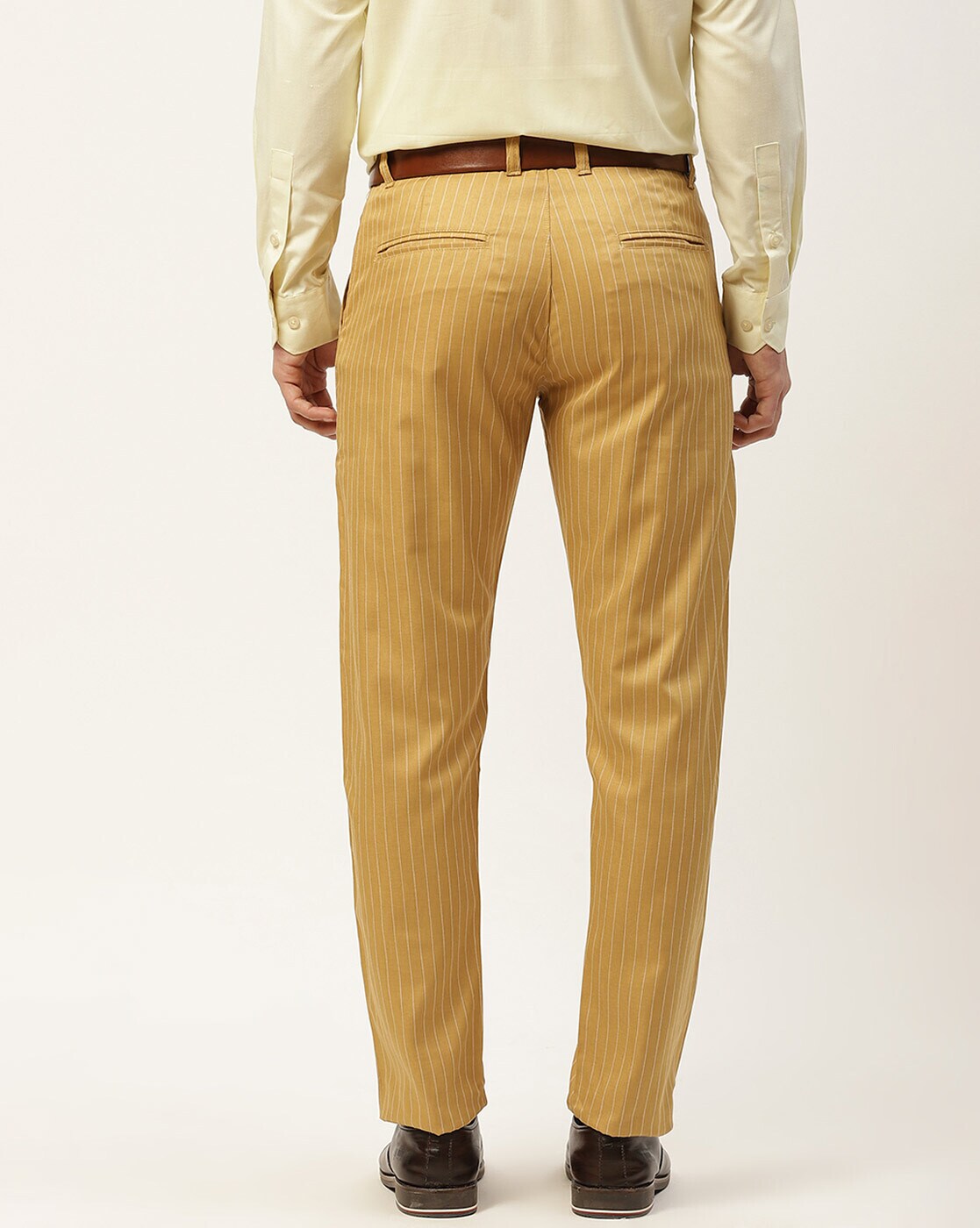 Regular Fit Men GOLD Lycra Blend Trousers