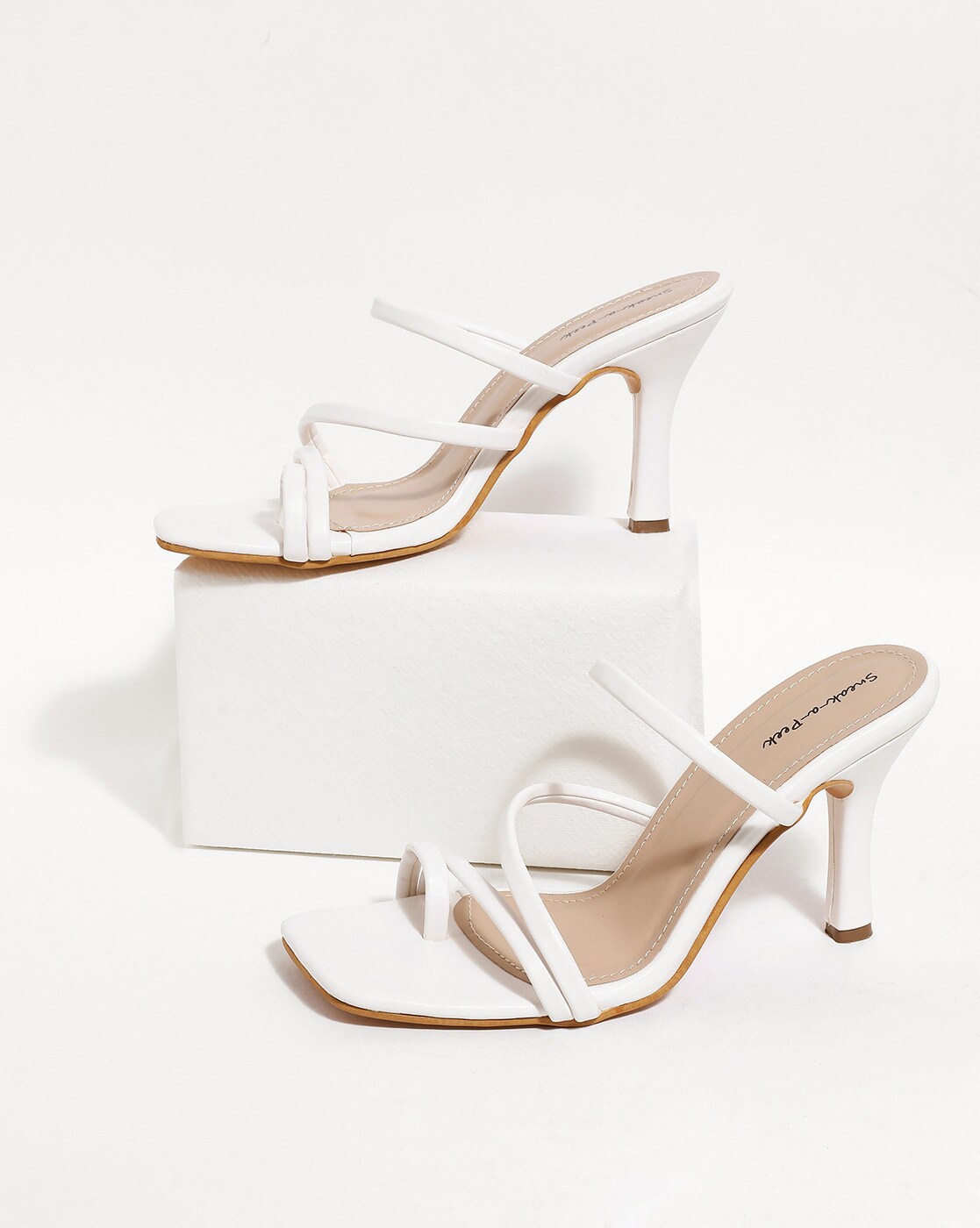 Kimmy Slim Strappy Heels - White Smooth – Verali Shoes