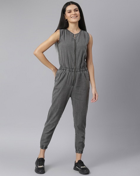 Grey cheap sleeveless jumpsuit