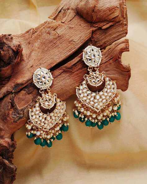 Kundan Earrings Maang Tikka Set For ladies Buy Online – Gehna Shop