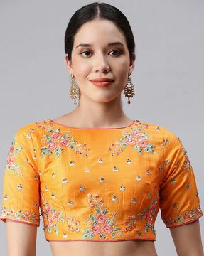 SAVE ₹2799 on Flaher Embellished Boat-Neck Back-Open Blouse