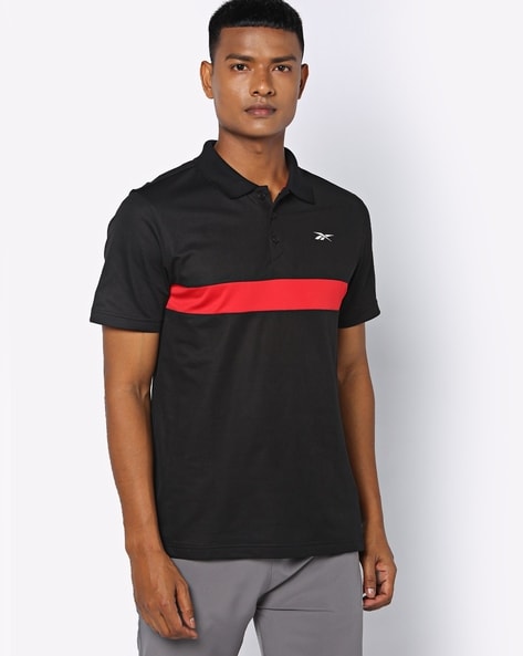 reebok black polo t shirt