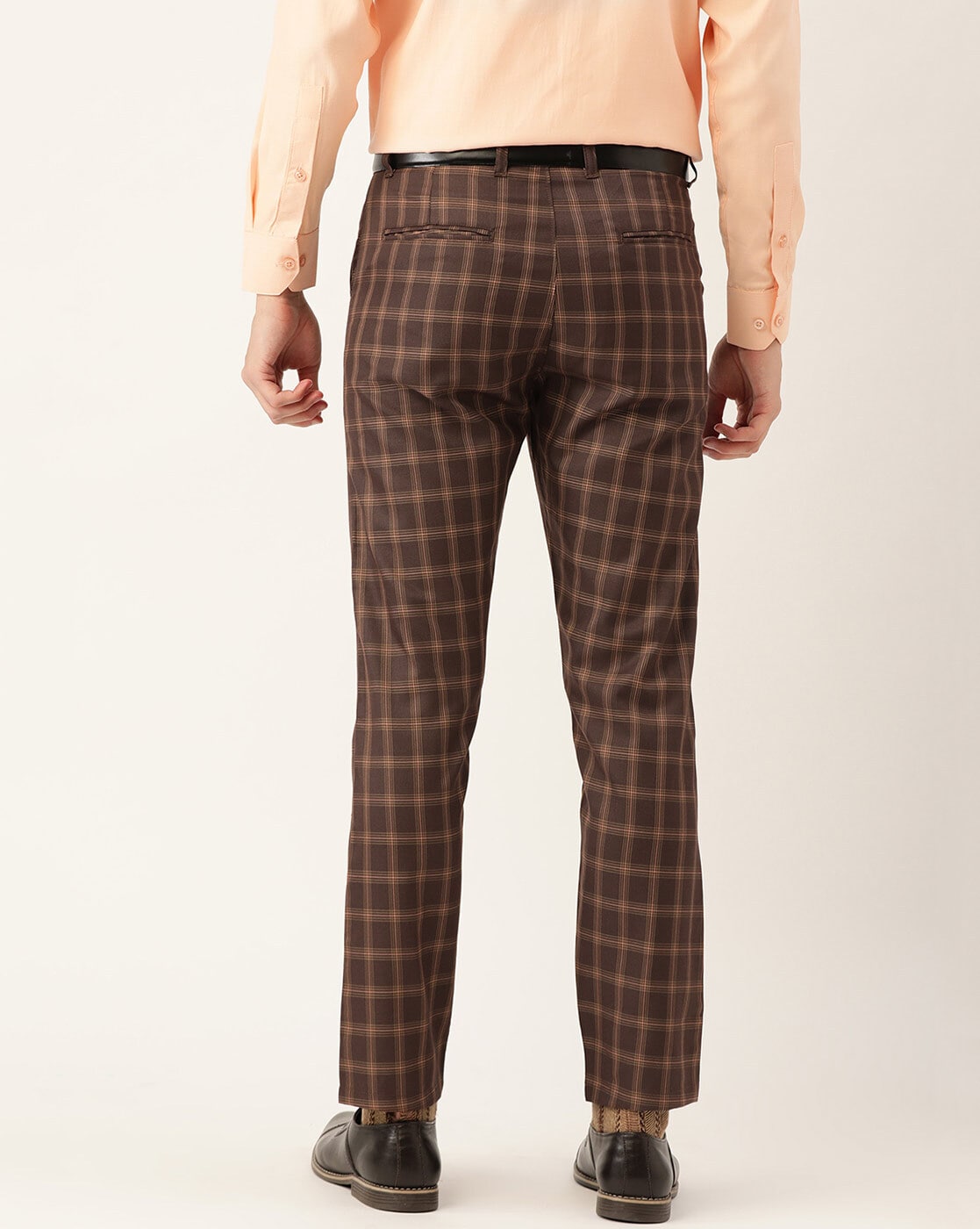 Buy Boys Brown Slim Fit Check Trousers Online - 711520 | Allen Solly