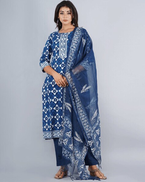 Printed Unstitched 3-piece Dress Material Price in India